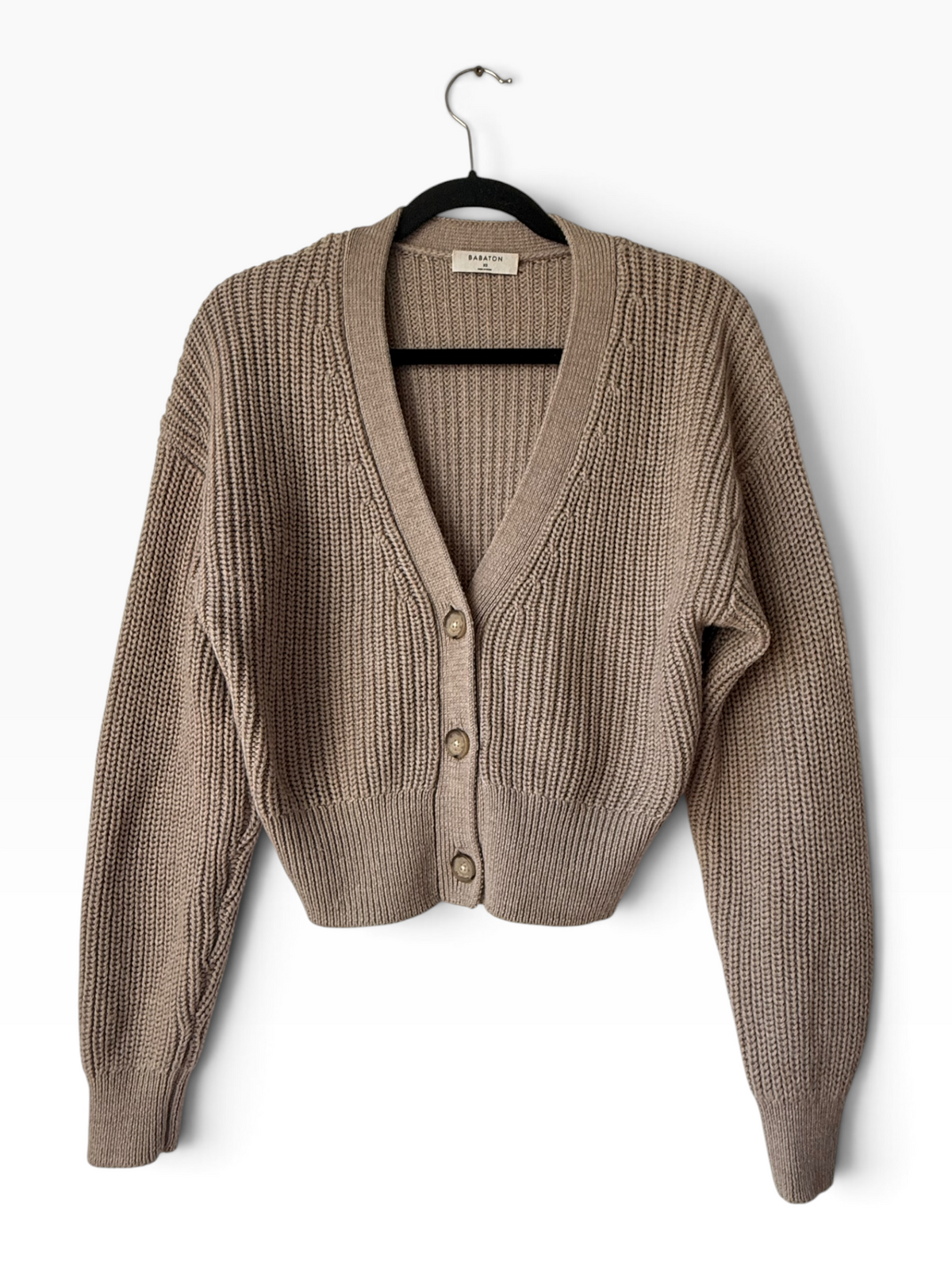 Babaton Merino Wool Cardigan Oatmeal XS - IMG_6353