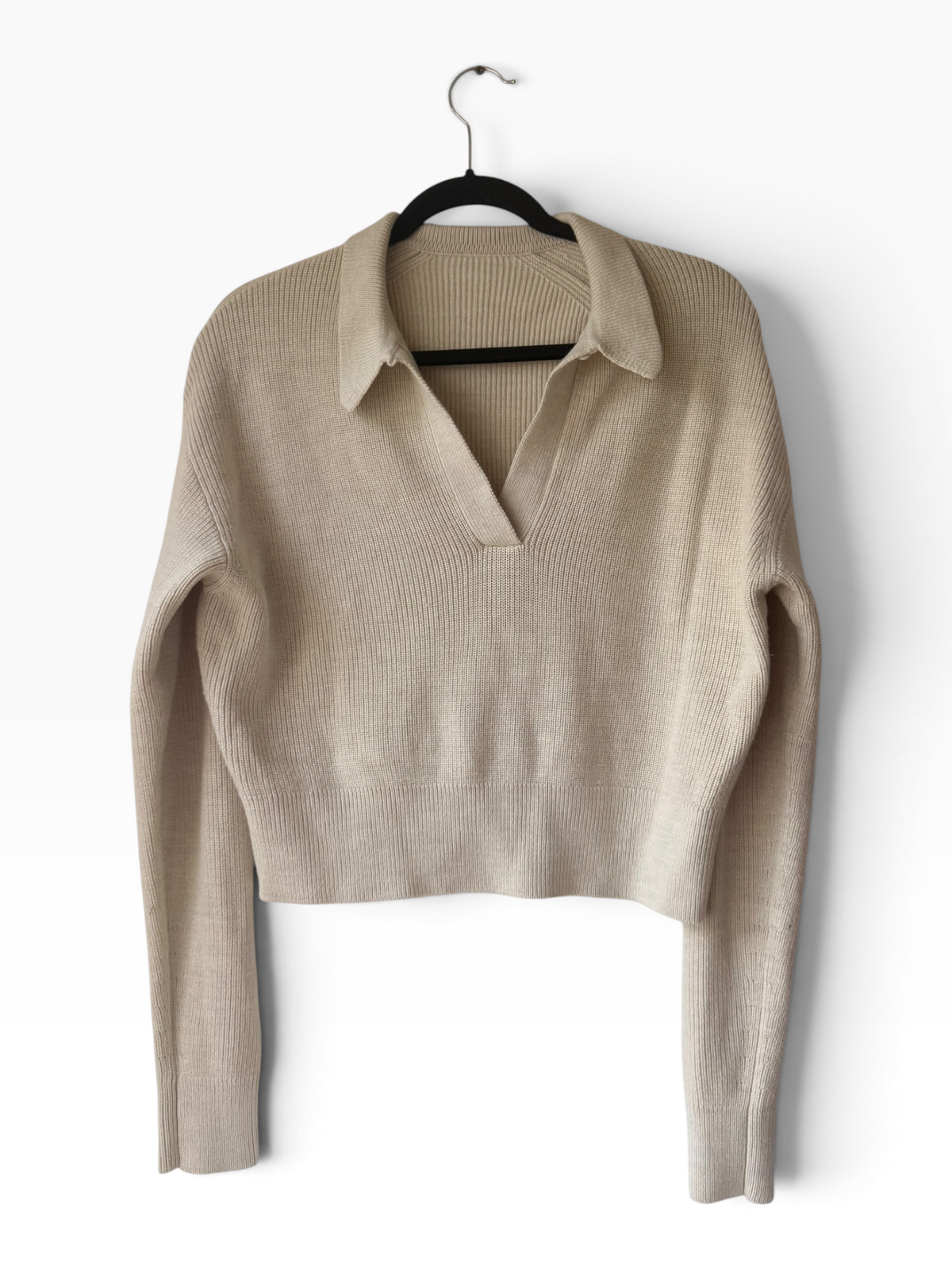 Lululemon Merino Blend Collared Knit Top Cream S - IMG_6561