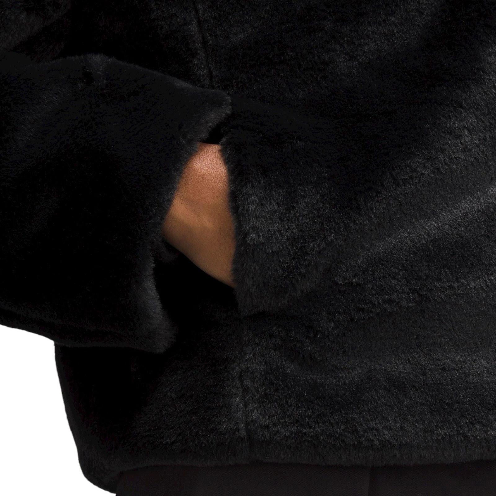 Lululemon Women Black Textured Fleece Reversible Faux Fur Jacket Size Small Coat - view 3
