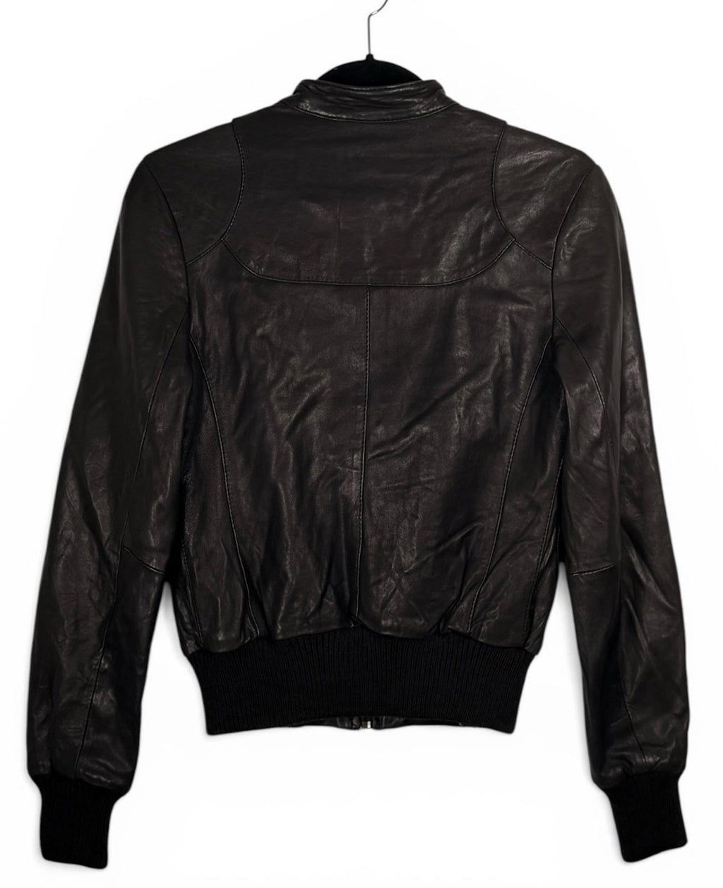 DOMA Aritzia Women’s Small Black Genuine Leather Bomber Jacket Exclusive Rare - view 7