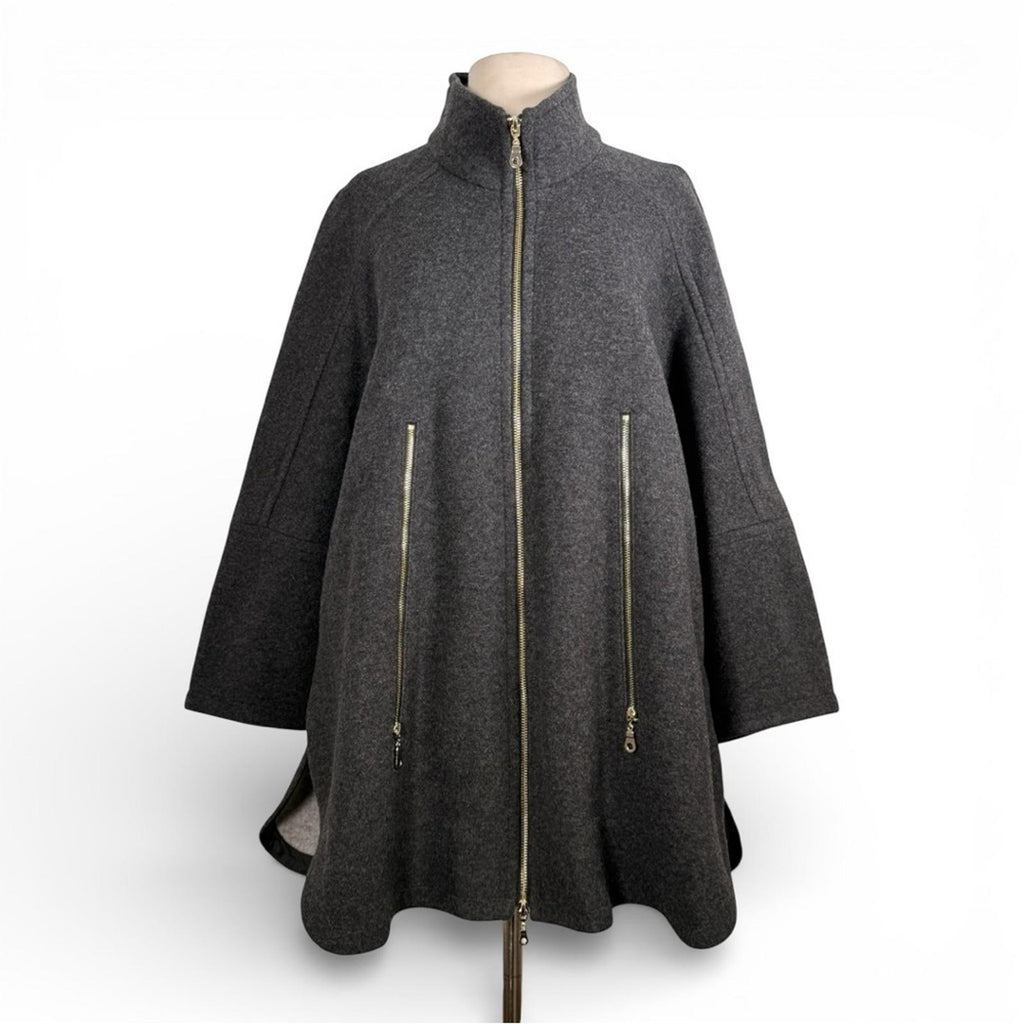 Gerry Weber Edition Wool Blend Cape Poncho Jacket Gray Zip Front Size 38 US 8 - view 7