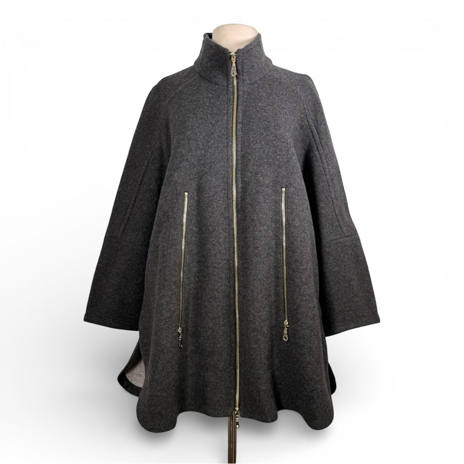 Gerry Weber Edition Wool Blend Cape Poncho Jacket Gray Zip Front Size 38 US 8 - view 7