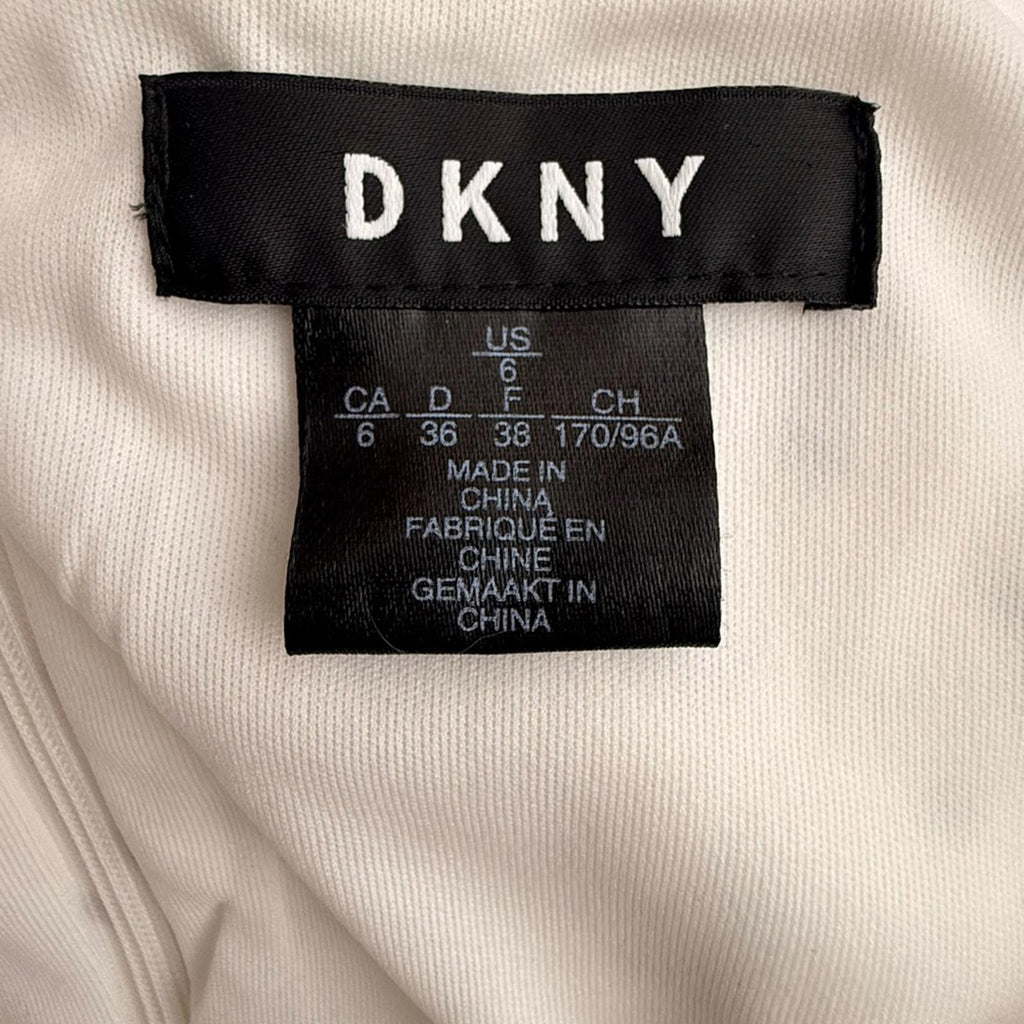 DKNY Polka Dot Fit and Flare Dress Size 6 White Black Tulip Sleeve Knee Length - view 6