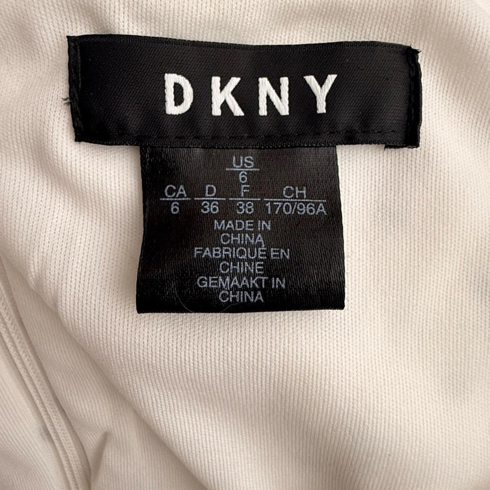DKNY Polka Dot Fit and Flare Dress Size 6 White Black Tulip Sleeve Knee Length - view 6