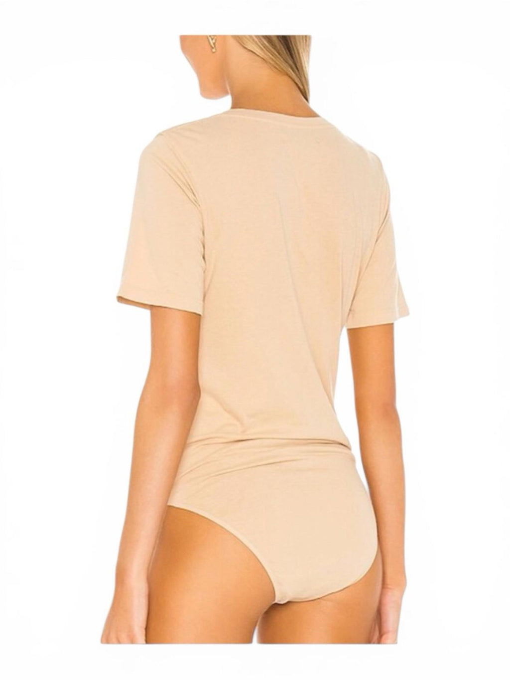 Citizens Of Humanity Melany V Neck Bodysuit Nude Cotton Short Sleeve Small NWT - view 5