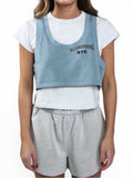 Alexander Wang Bi Layer Crop Top Sea Blue Layered Tee Size Small EU 38 Women’s