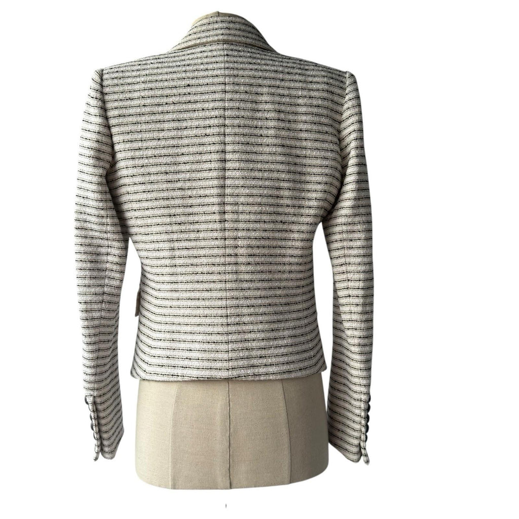 Veronica Beard Hossana Striped Dicky Blazer XS Black White Stripe Tweed Jacket - view 7