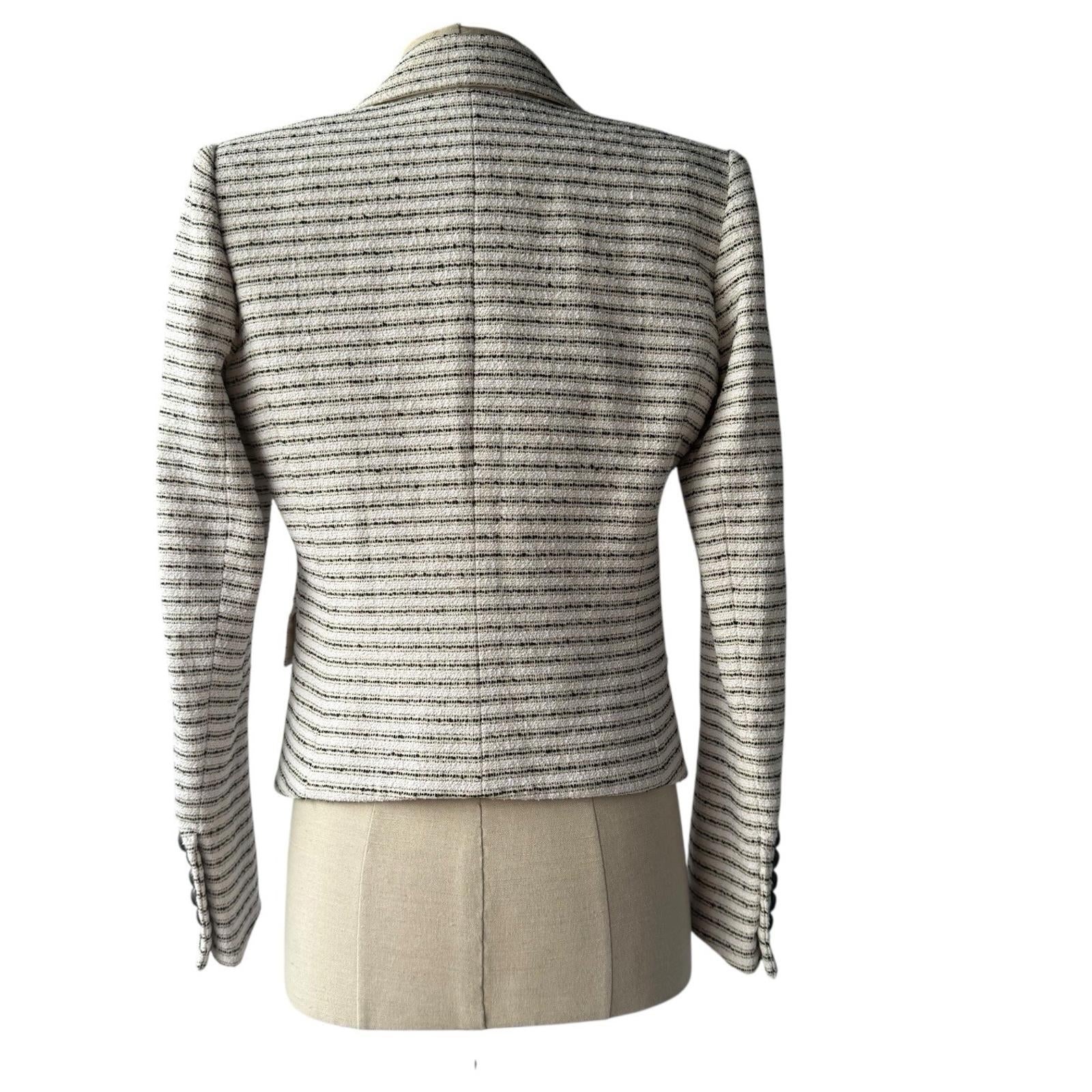 Veronica Beard Hossana Striped Dicky Blazer XS Black White Stripe Tweed Jacket - view 7