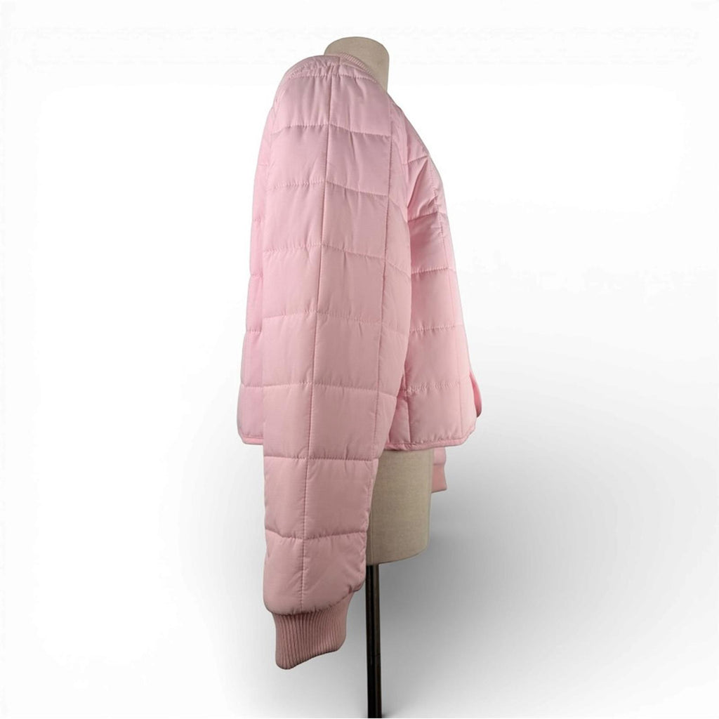 Rains Women’s Medium Liner Bomber Jacket Candy Pink Quilted Lightweight Coat - view 6