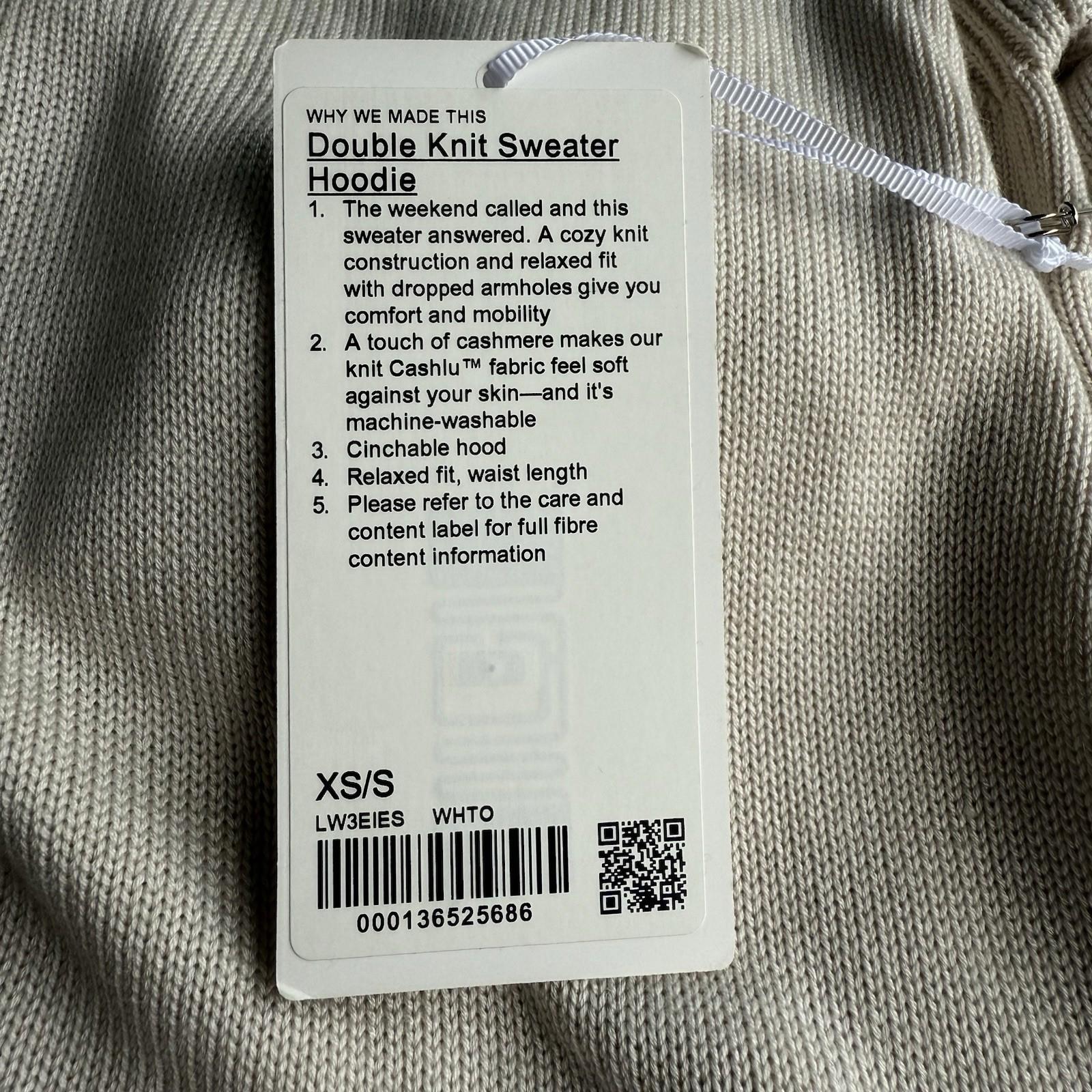 Lululemon Women’s Double Knit Sweater Hoodie White Opal Beige Knit Size XS/S NWT - view 11