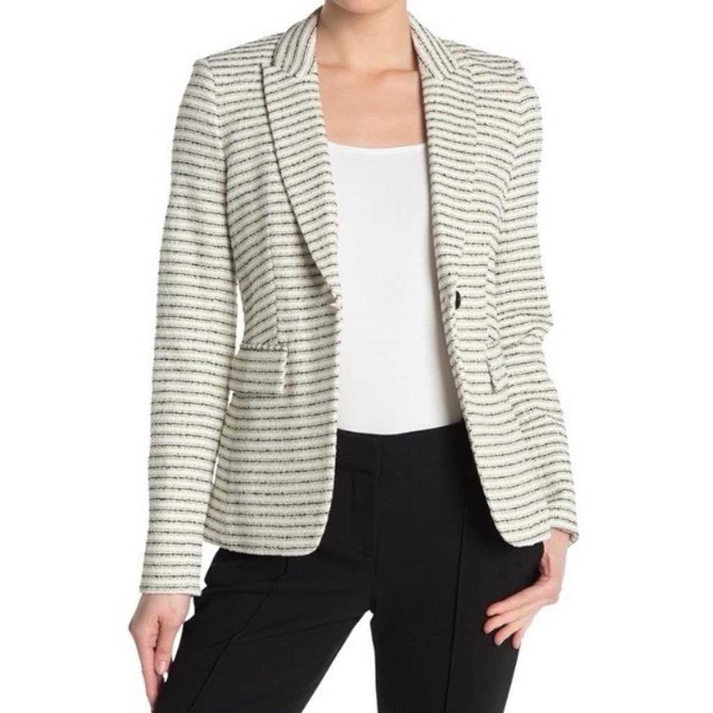 Veronica Beard Hossana Striped Dicky Blazer XS Black White Stripe Tweed Jacket