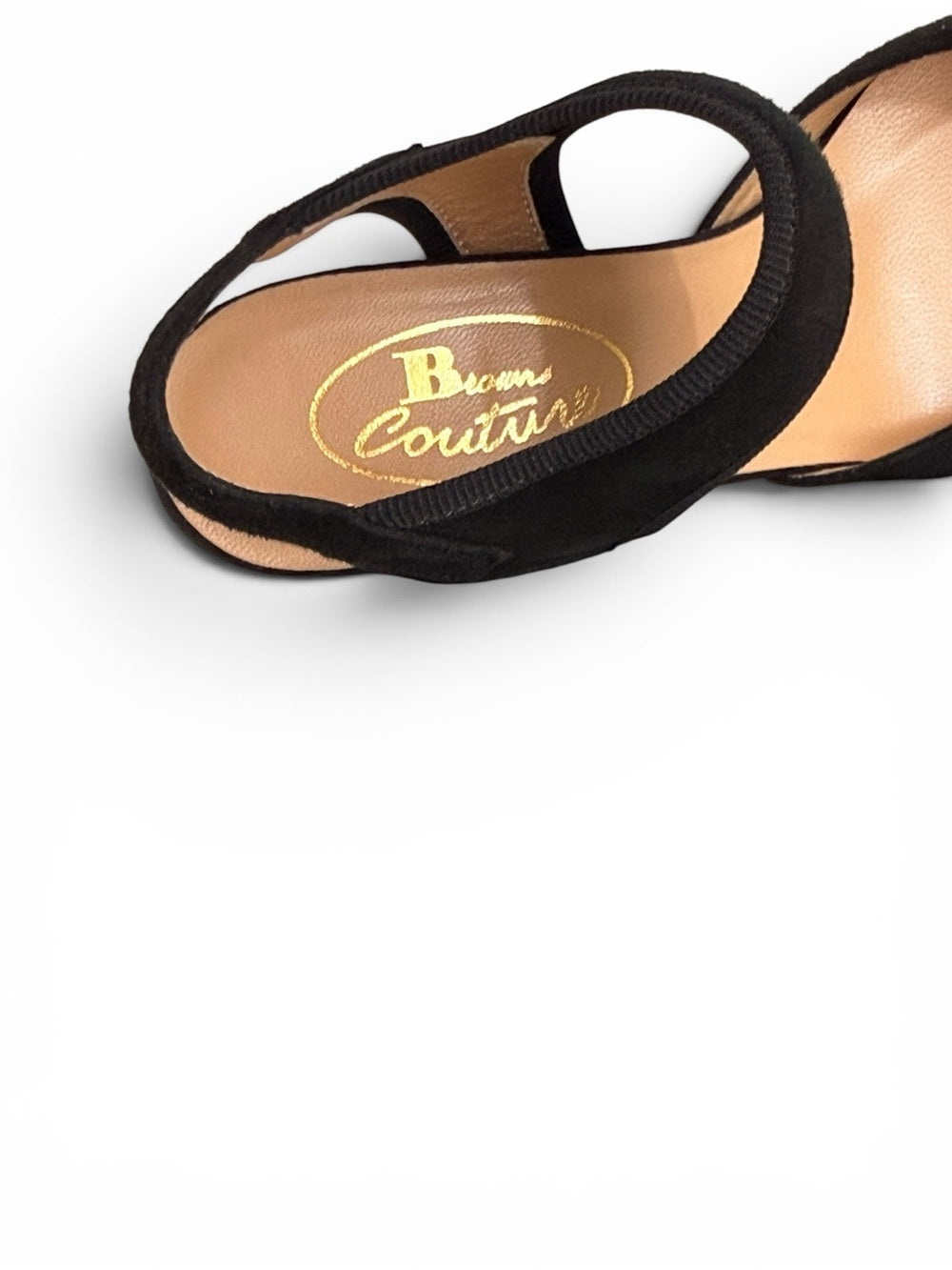 Browns Couture Black Suede Slingback Pumps Block Heel Pointed Toe EU39 US8.5 - view 4