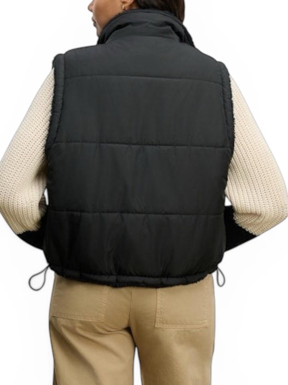Velvet Graham Spencer Reversible Sherpa Vest Black Puffer Womens Small Cozy Zip - view 3