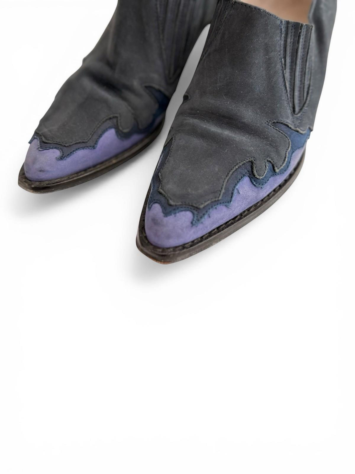 Guess Leather Western Ankle Boots Blue Two Tone Slip On Womens US6 Vintage Shoes - view 6
