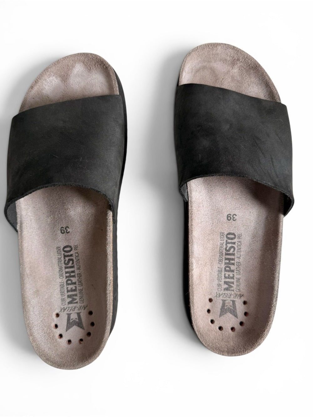 Mephisto Air Relax Black Leather Slide Sandals Women's EU 39 US 8.5 Comfort Shoe - view 2