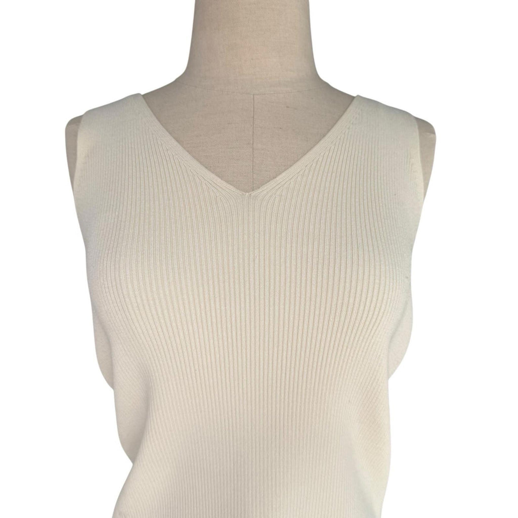 & Other Stories Atelier Women’s Ribbed Knit Ivory V-Neck Tank Top Small Shirt - view 3