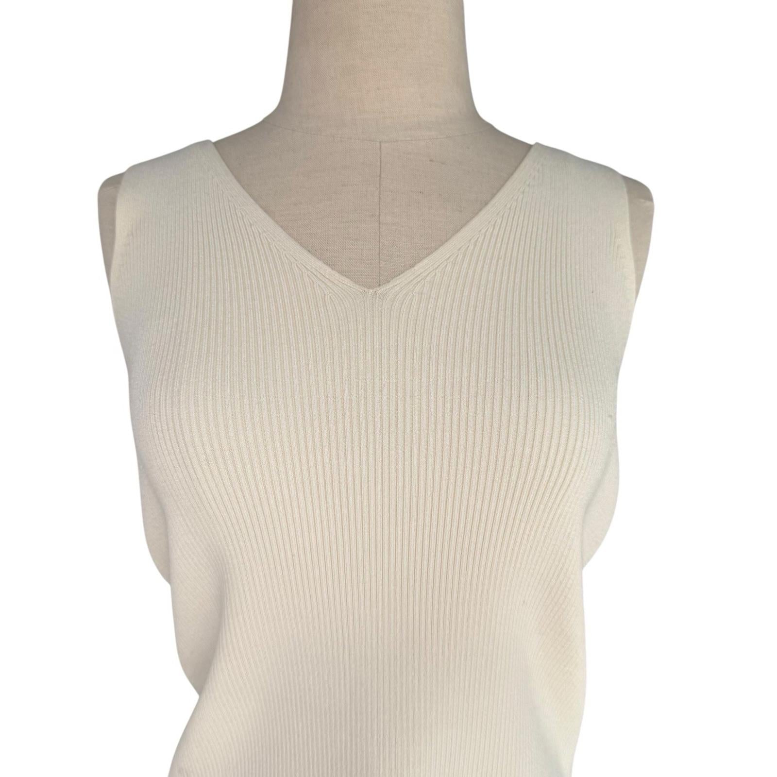 & Other Stories Atelier Women’s Ribbed Knit Ivory V-Neck Tank Top Small Shirt - view 3