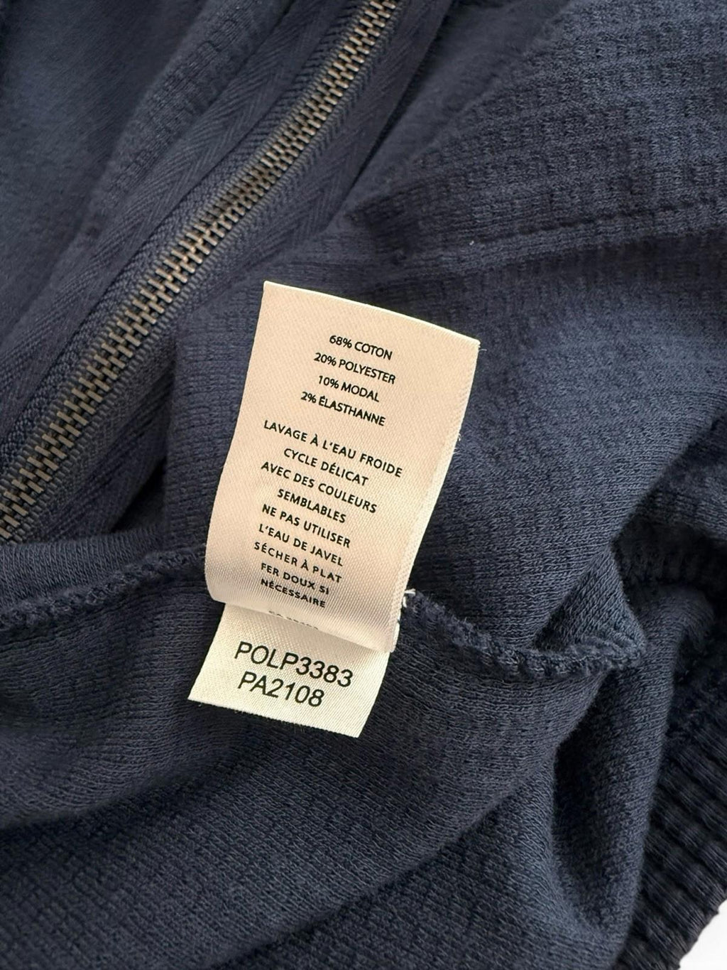 Lilla P Women's Small Zip Front Kangaroo Pocket Hoodie Navy Waffle Knit Jacket - view 4