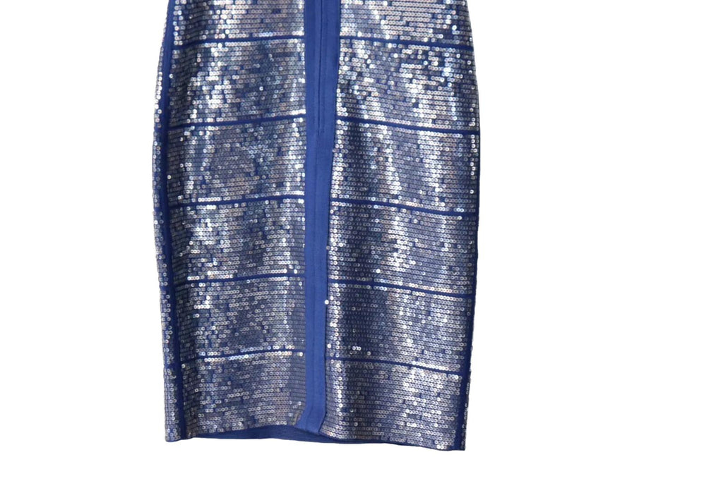 Herve Leger Women Small Ultramarine Blue Katherine Dress Sequin Y2K Bodycon Mini - view 7