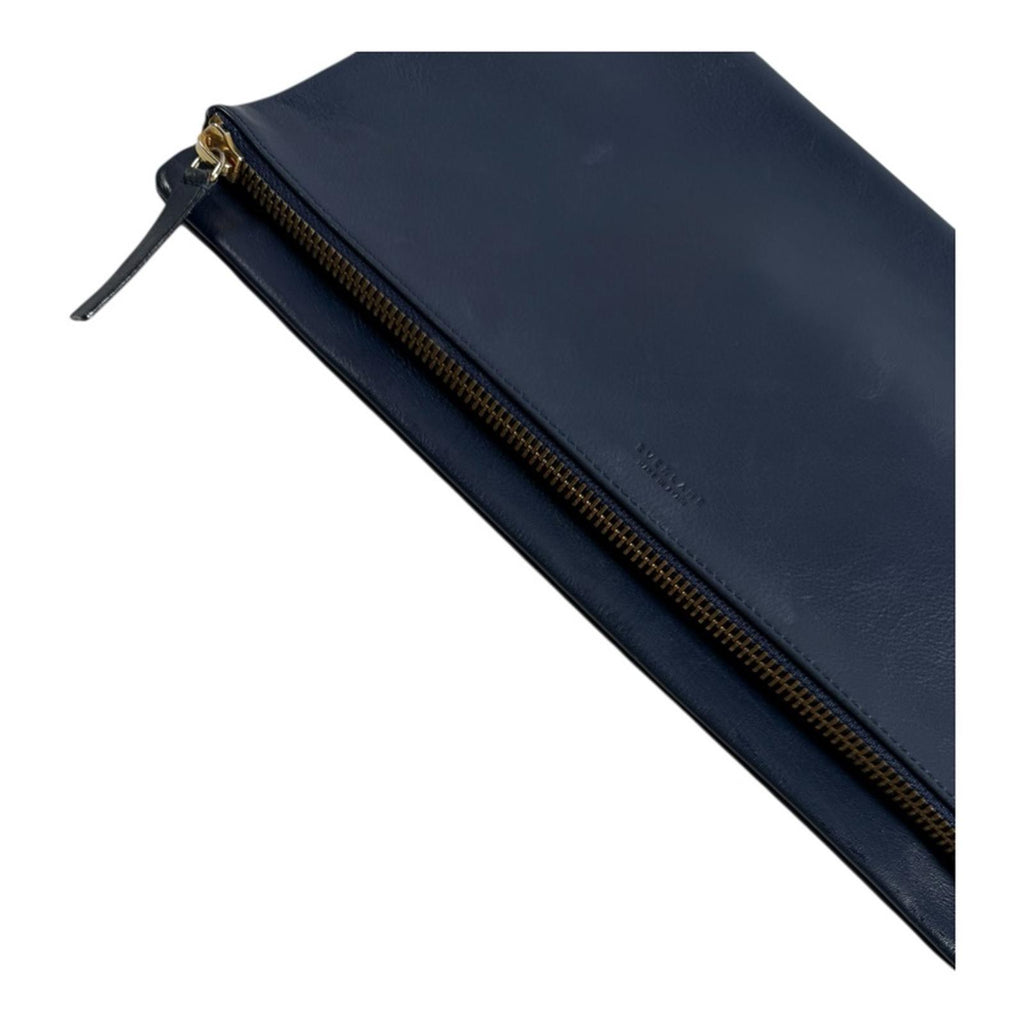 Everlane Foldover Leather Clutch Navy Made Spain Zip Top Minimalist Classic Bag - view 3