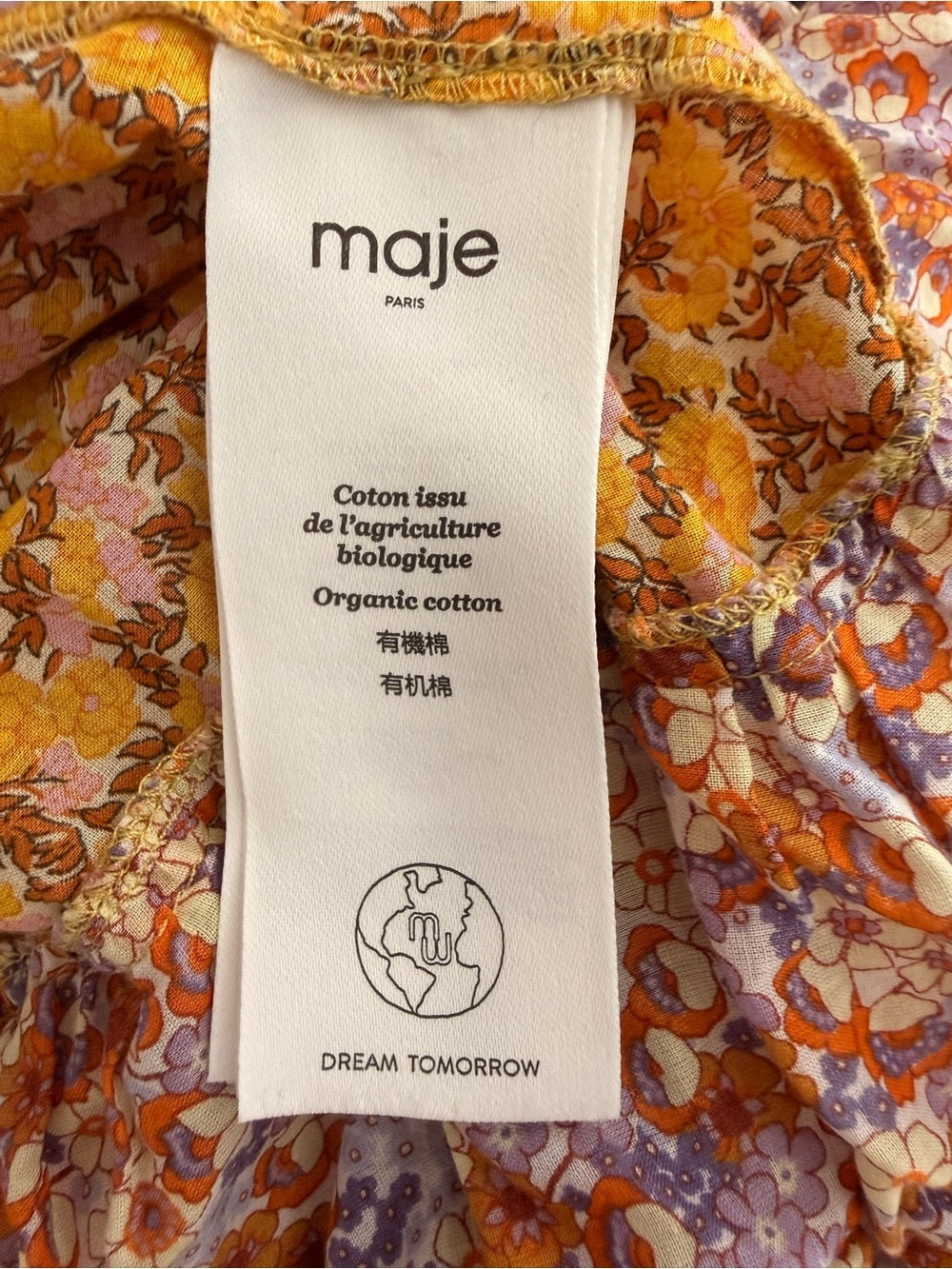 Maje Rissolette Floral Cotton Voile Babydoll Dress Orange FR 38 US 6 Women Small - view 10