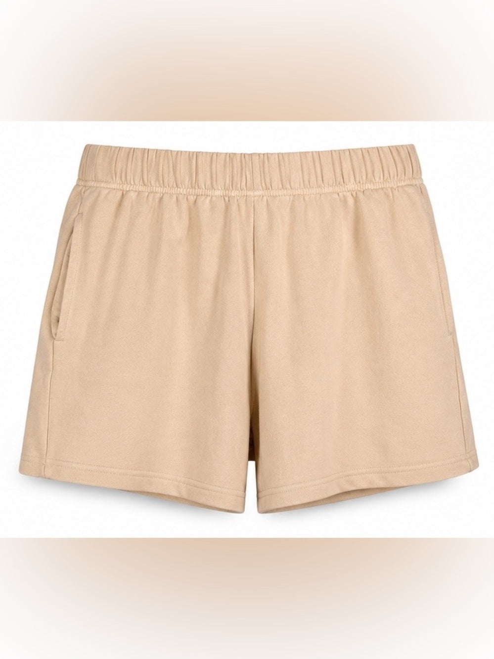 Brunette The Label Cotton Jogger Shortie Shorts Beige S/M Elastic Waist Lounge