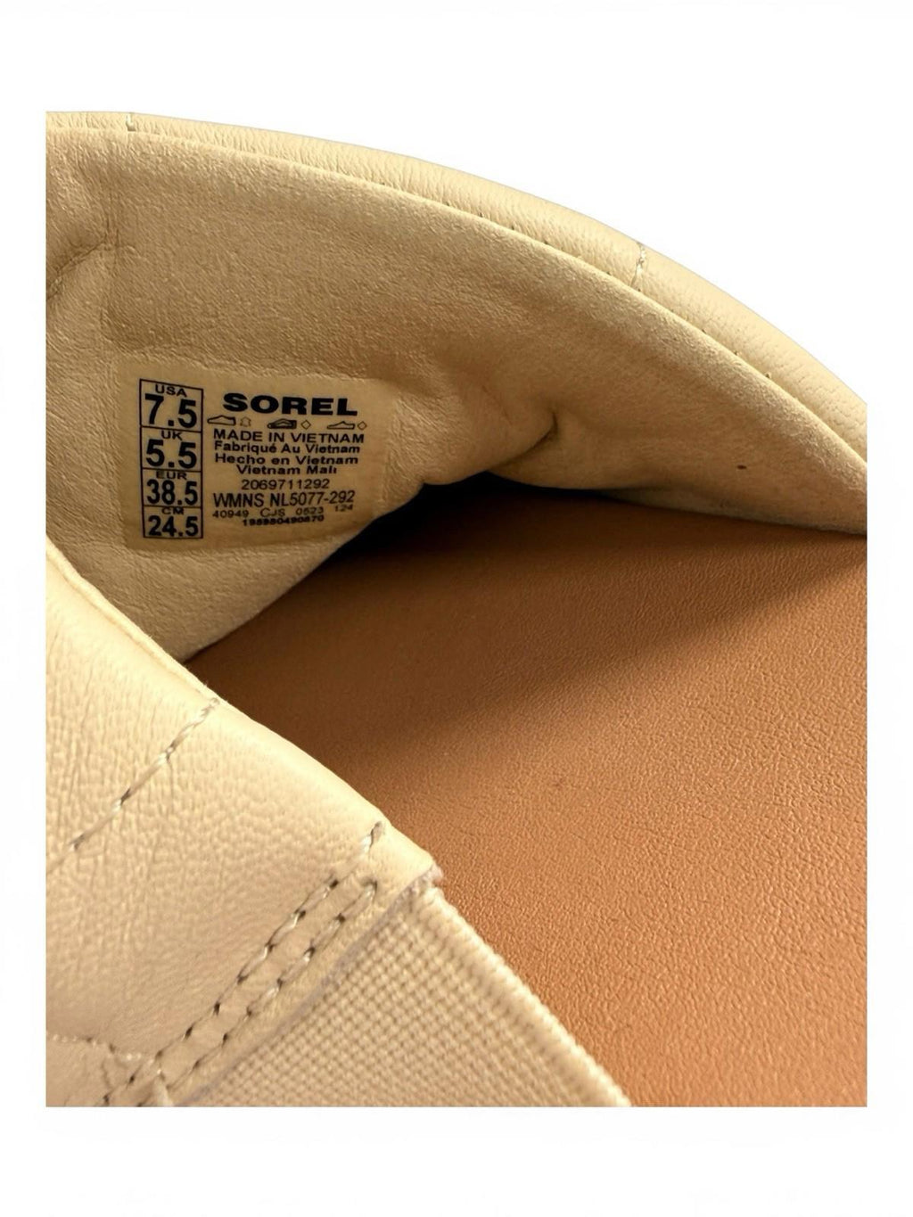 Sorel Ella III Slide Sandals Ivory Leather Puffer Strap Slides Size 7.5 Flats - view 7