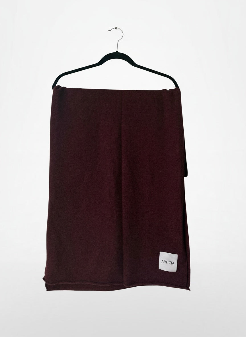 Lay-flat product shot of Aritzia Burgundy Cashmere Scarf