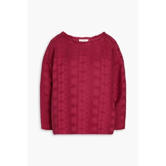 IRO Women Size 40 US8 Medium Fuchsia Pink Hester Frayed Cotton-Jacquard Top $590 - view 2