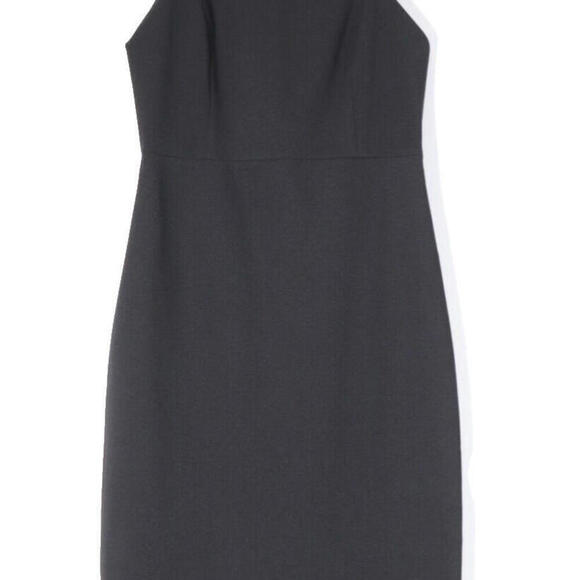 Alice + Olivia Womens Size US6 Black Jona Midi Leather-Trim Asymmetric Dress NWT - view 4
