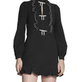 Self Portrait Women's US6 Black AW22-108 Crystal Crêpe Ruffled Bib Mini Dress