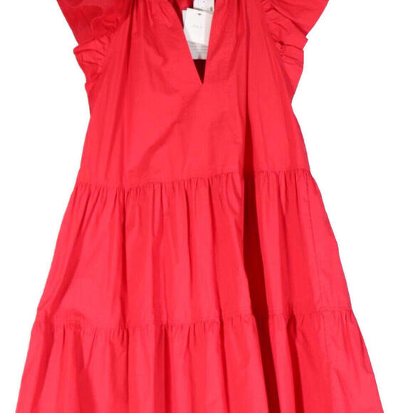 A.L.C. Women's US6 Red Harper Ruffle Flutter Cap Sleeve Shift Mini Dress NWT - view 5