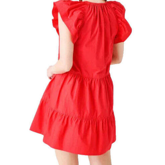 A.L.C. Women's US6 Red Harper Ruffle Flutter Cap Sleeve Shift Mini Dress NWT - view 4
