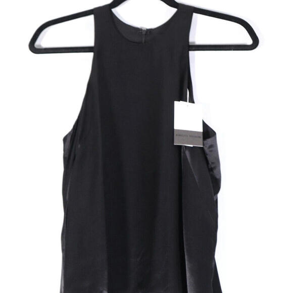 Birgitte Herskind Women's 36 US6 Black Satin Dixie Silk Round Neck Tank Top NWT - view 2