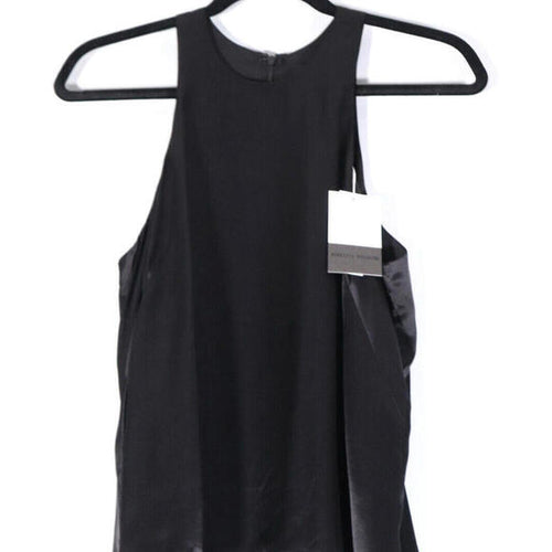 Birgitte Herskind Women's 36 US6 Black Satin Dixie Silk Round Neck Tank Top NWT - view 2