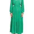 Maje Women Small Green Rovel Dress Long Sleeve Pleated Effect Smocked Waist Midi