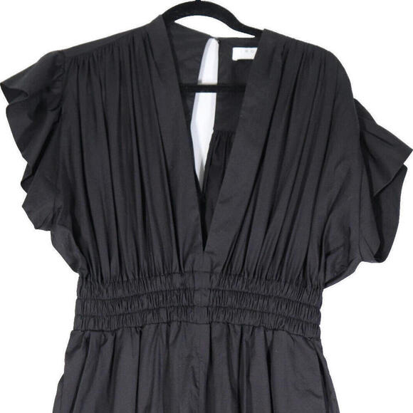 IRO Women's 38 Small Black Pleona Blouson Pleated Deep V-Neck Cotton Jumpsuit - view 5