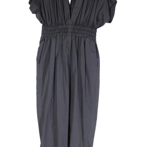 IRO Women's 38 Small Black Pleona Blouson Pleated Deep V-Neck Cotton Jumpsuit - view 4