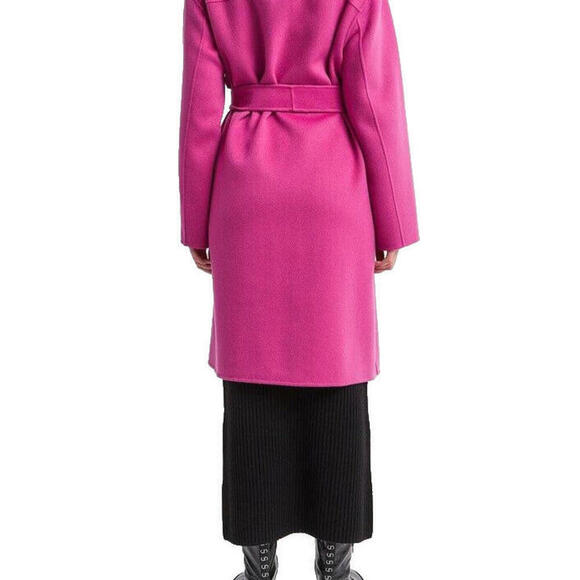 Max Mara Women's Size 40 Fuchsia Pink Wool Cape Belt Waist Trench Coat NWT $1895 - view 5