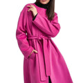 Max Mara Women's Size 40 Fuchsia Pink Wool Cape Belt Waist Trench Coat NWT $1895
