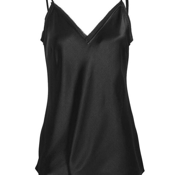 Frame Women's Small Black LWSH0688 V-Neckline Satin Lounge Camisole Tank Top - view 5