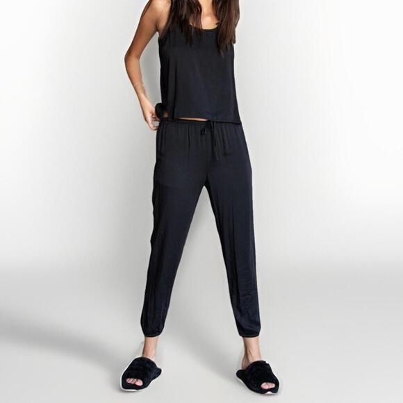 Bella Dahl XS Black EcoVero Drawstring Wide Leg Lounge PJ Pants Sleepwear Jogger - view 2