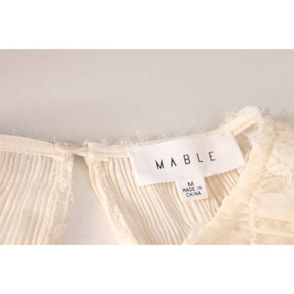 Mable Women's Size Small Pale Yellow Blouse Semi-Sheer Ruched Long Sleeve Shirt - view 5