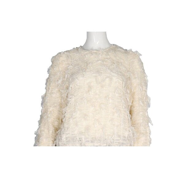 Mable Women's Size Small Pale Yellow Blouse Semi-Sheer Ruched Long Sleeve Shirt - view 2