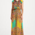 Etro Metallic Silk Gown 44 Yellow Paisley Maxi Dress Resort Wedding Guest $4895