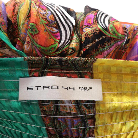 Etro Metallic Silk Gown 44 Yellow Paisley Maxi Dress Resort Wedding Guest $4895 - view 5