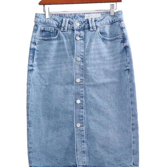 Esprit Womens W27 Blue Denim Skirt Button Front Stretch Flat Front Five Pockets - view 3