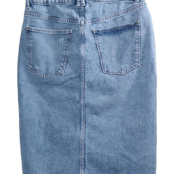 Esprit Womens W27 Blue Denim Skirt Button Front Stretch Flat Front Five Pockets - view 5
