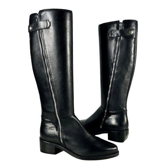 Aquatalia Women's Size US 8M Black Geovanna Boot Tall Leather Zipper Boot $890 - view 2