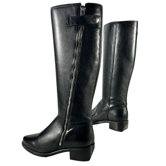 Aquatalia Women's Size US 8M Black Geovanna Boot Tall Leather Zipper Boot $890 - view 4